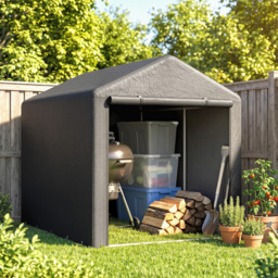 Outsunny 1.6 x 2.2m Garden Storage Shed Tent, with Accessories - Dark Grey - thumbnail 7