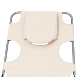 Outsunny Foldable Sun Lounger Set of 2, Beach Chaise Lounges w/ Reading Hole, Arm Slots, 5-Position Adjustable Backrest, Side Pocket - Aosom UK - thumbnail 9