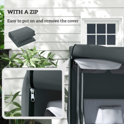 Outsunny 220 x 125cm Three-Seater Swing Chair Protective Cover - Grey - thumbnail 7