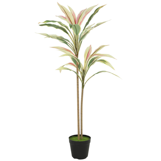 HOMCOM 90 cm Artificial Cordyline Tree in Moss Effect Pot, Realistic PEVA Faux Plant, Yellow - image 1