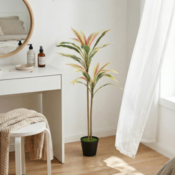 HOMCOM 90 cm Artificial Cordyline Tree in Moss Effect Pot, Realistic PEVA Faux Plant, Yellow - thumbnail 9