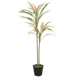 HOMCOM 90 cm Artificial Cordyline Tree in Moss Effect Pot, Realistic PEVA Faux Plant, Yellow - thumbnail 1