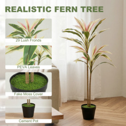 HOMCOM 90 cm Artificial Cordyline Tree in Moss Effect Pot, Realistic PEVA Faux Plant, Yellow - thumbnail 4