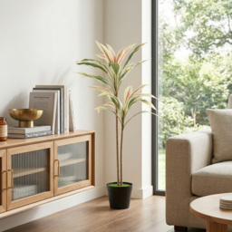 HOMCOM 90 cm Artificial Cordyline Tree in Moss Effect Pot, Realistic PEVA Faux Plant, Yellow - thumbnail 7