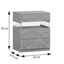 Modern Bedside Cabinet with Remote-Controlled RGB Light, 3 Slide Drawers, LED Nightstand with Acrylic Board, 50L x 37.5W x 60H cm, Gray - Aosom.UK - thumbnail 3