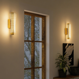 HOMCOM Led Wall Lamp 2 Pack, 9W Modern Indoor Geometric Mesh Wall Light, Colour Temperature Adjustable 3000K/4000K/6500K for Bedroom, Living Room, Hallway, Stairs, Gold Tone - thumbnail 7