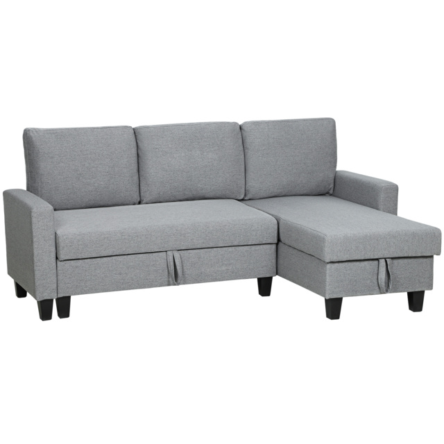 HOMCOM Three-Seater Storage Sofa Bed w/ Scratch Resistant Fabric, Grey - Aosom UK - image 1