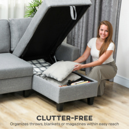 HOMCOM Three-Seater Storage Sofa Bed w/ Scratch Resistant Fabric, Grey - Aosom UK - thumbnail 6