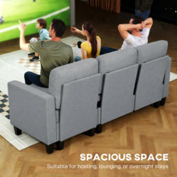 HOMCOM Three-Seater Storage Sofa Bed w/ Scratch Resistant Fabric, Grey - Aosom UK - thumbnail 4