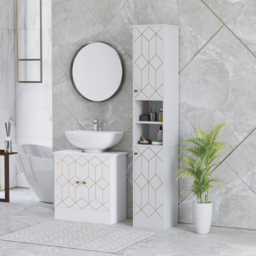 HOMCOM Tall Bathroom Storage Cabinet with Doors, Slim Bathroom Storage Unit with Adjustable Shelves, Freestanding Bathroom Storage Unit, White - thumbnail 2