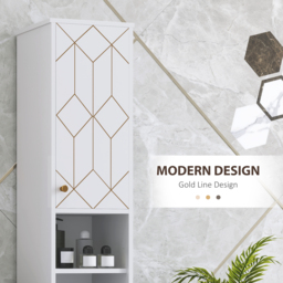 HOMCOM Tall Bathroom Storage Cabinet with Doors, Slim Bathroom Storage Unit with Adjustable Shelves, Freestanding Bathroom Storage Unit, White - thumbnail 4