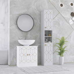 HOMCOM Tall Bathroom Storage Cabinet with Doors, Slim Bathroom Storage Unit with Adjustable Shelves, Freestanding Bathroom Storage Unit, White - thumbnail 9