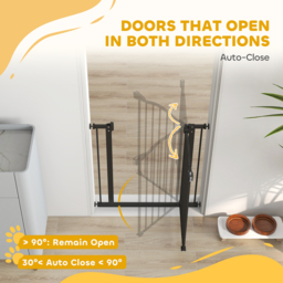 PawHut Metal 74-80cm Adjustable Pet Gate Safety Barrier w/ Auto-Close Door Black - Aosom UK - thumbnail 5