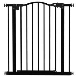 PawHut Metal 74-80cm Adjustable Pet Gate Safety Barrier w/ Auto-Close Door Black - Aosom UK
