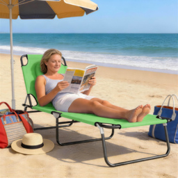 Outsunny Foldable Sun Lounger: Reclining Garden Chair with Pillow & Reading Hole, Adjustable Green Outdoor Recliner - Aosom UK - thumbnail 8