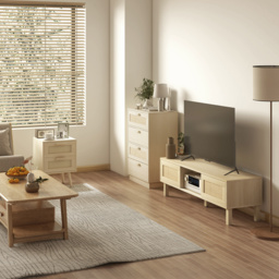 HOMCOM Chest of Four Rattan Weave Panel Drawers - Wood-Effect - thumbnail 7