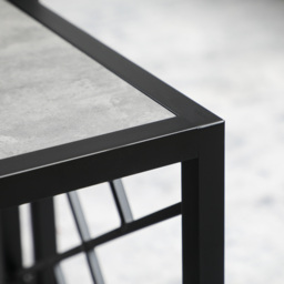 HOMCOM Set of 3 Nest of Tables, Square Side Tables with Black Metal Frame, for Living Room, Bedroom and Office, Grey - thumbnail 8