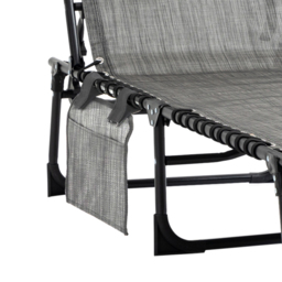 Outsunny Folding Sun Lounger, Portable Reclining Camping Bed with 5-Position Adjustable Backrest, Pillow Included, Mixed Grey - thumbnail 9