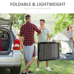 Outsunny Folding Sun Lounger, Portable Reclining Camping Bed with 5-Position Adjustable Backrest, Pillow Included, Mixed Grey - thumbnail 6