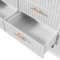 Modern Sideboard Storage Cabinet with 6-Drawer Chest, Adjustable Metal Leg and Decorative Handles, for Living Room, 120x40x75.5 cm, White - Aosom UK - thumbnail 8