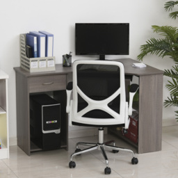 HOMCOM L-Shaped Corner Computer Desk w/ 2 Shelves Wide Worktop Keyboard Tray Drawer & CPU Stand Home Office Study Bedroom Furniture Grey - Aosom UK - thumbnail 7
