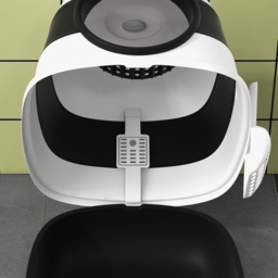 PawHut Foldable Cat Litter Tray with Lid, Deodorant, Scoop, Black - Aosom UK - thumbnail 9