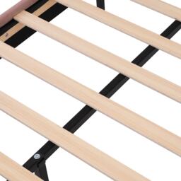 Upholstered Single Bed with USB and Type-C Charging Ports, Velvet Bed Frame with Wooden Slats for Teen Bedroom, 197L x 103W x 103H cm, Pink - Aosom UK - thumbnail 9