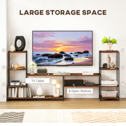 HOMCOM TV Unit for TVs up to 60 Inches, Industrial TV Stand with Storage Shelves, Entertainment Centre for Living Room, Bedroom - thumbnail 4