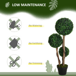 HOMCOM Decorative Artificial Plant Boxwood Ball Topiary Tree in Pot Fake Plant for Home Indoor Outdoor Decor, 90 cm, Dark Green - thumbnail 6