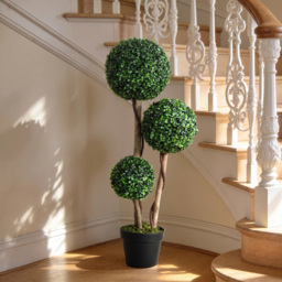 HOMCOM Decorative Artificial Plant Boxwood Ball Topiary Tree in Pot Fake Plant for Home Indoor Outdoor Decor, 90 cm, Dark Green - thumbnail 7