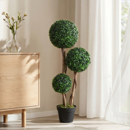 HOMCOM Decorative Artificial Plant Boxwood Ball Topiary Tree in Pot Fake Plant for Home Indoor Outdoor Decor, 90 cm, Dark Green - thumbnail 9