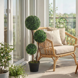 HOMCOM Decorative Artificial Plant Boxwood Ball Topiary Tree in Pot Fake Plant for Home Indoor Outdoor Decor, 90 cm, Dark Green - thumbnail 8