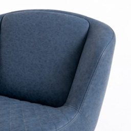 HOMCOM Set of Two Faux Leather Retro Bar Stools, Bar chairs with 7cm thick padded cushion - Dark Blue - thumbnail 9