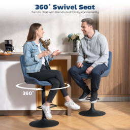 HOMCOM Set of Two Faux Leather Retro Bar Stools, Bar chairs with 7cm thick padded cushion - Dark Blue - thumbnail 5