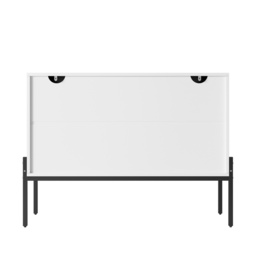 Modern Wooden Sideboard Storage Cabinet with 2 Doors, Freestanding Buffet Cupboard with Raised Metal Legs, 100L x 40W x 75H cm, White - Aosom UK - thumbnail 6