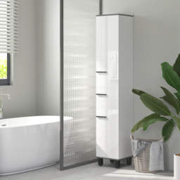HOMCOM 190cm Slim Bathroom Storage Cabinet - White - thumbnail 2