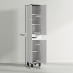 HOMCOM 190cm Slim Bathroom Storage Cabinet - White - thumbnail 3