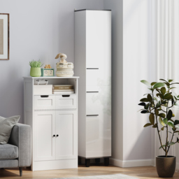 HOMCOM 190cm Slim Bathroom Storage Cabinet - White - thumbnail 7