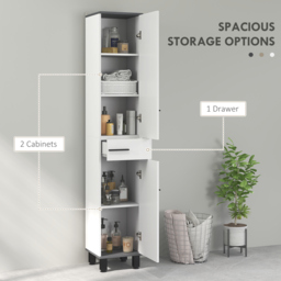 HOMCOM 190cm Slim Bathroom Storage Cabinet - White - thumbnail 4