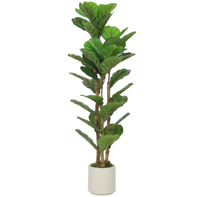 HOMCOM 120cm Artificial Fiddle Leaf Fig Tree - Green - image 1