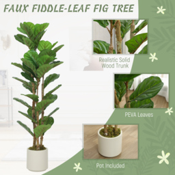 HOMCOM 120cm Artificial Fiddle Leaf Fig Tree - Green - thumbnail 4