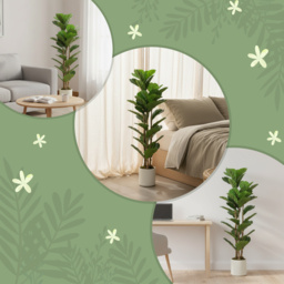 HOMCOM 120cm Artificial Fiddle Leaf Fig Tree - Green - thumbnail 7