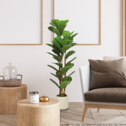 HOMCOM 120cm Artificial Fiddle Leaf Fig Tree - Green - thumbnail 2