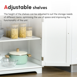 HOMCOM Kitchen Floor Cabinet Side Storage Cupboard Multi-use Sideboard Table with Solid Wood Top, Adjustable Shelf Drawer for Dining Living Room - thumbnail 5