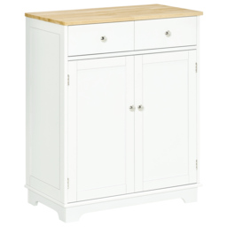 HOMCOM Kitchen Floor Cabinet Side Storage Cupboard Multi-use Sideboard Table with Solid Wood Top, Adjustable Shelf Drawer for Dining Living Room