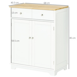 HOMCOM Kitchen Floor Cabinet Side Storage Cupboard Multi-use Sideboard Table with Solid Wood Top, Adjustable Shelf Drawer for Dining Living Room - thumbnail 3