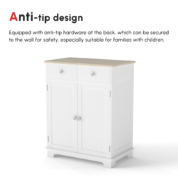 HOMCOM Kitchen Floor Cabinet Side Storage Cupboard Multi-use Sideboard Table with Solid Wood Top, Adjustable Shelf Drawer for Dining Living Room - thumbnail 6