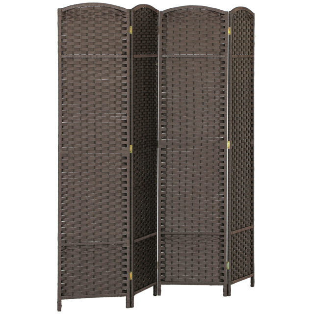 HOMCOM 4 Panel Folding Room Divider, Freestanding Privacy Screen for Living Room, Bedroom and Office, 160 x 170cm, Brown - image 1