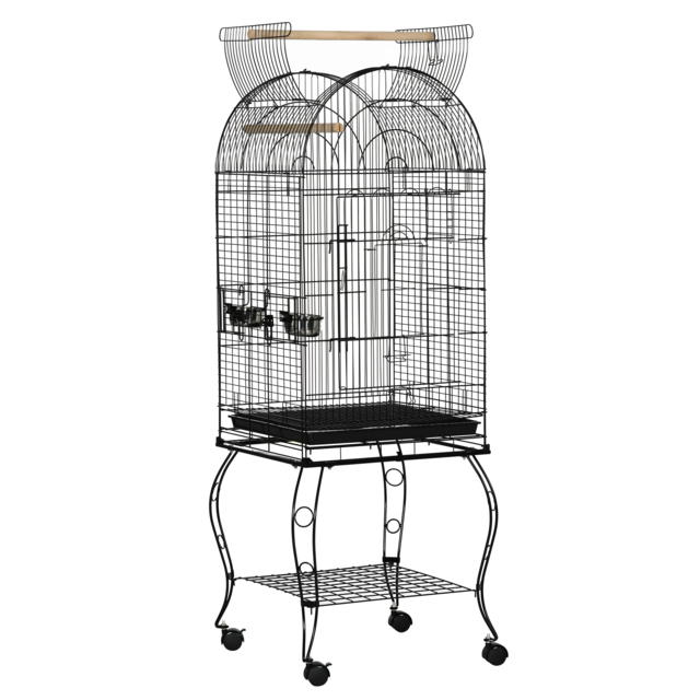 PawHut Large Parrot Bird Cage Aviary Budgies Finch Cockatiel Birds Stand Feeding Station Stand w/ Wheels 51L x 51W x 153H cm - image 1