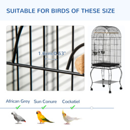 PawHut Large Parrot Bird Cage Aviary Budgies Finch Cockatiel Birds Stand Feeding Station Stand w/ Wheels 51L x 51W x 153H cm - thumbnail 6